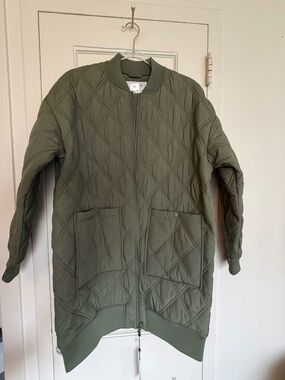 Calia Long Quilted Bomber Dark Olive SMALL